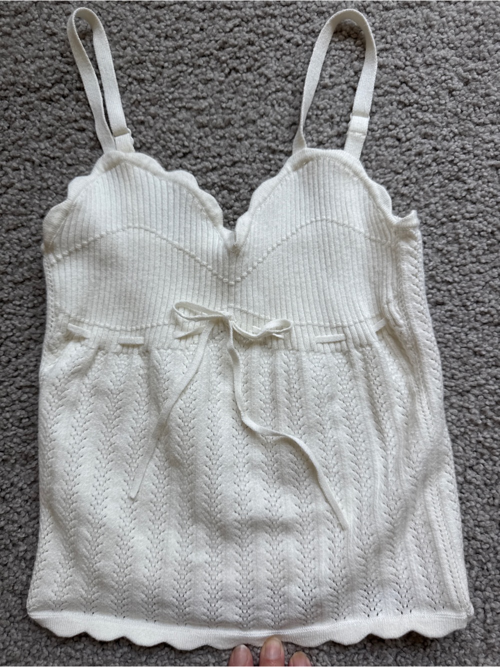 Aritzia Cream Scalloped Knit Camisole